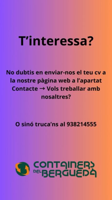 🦺 “On són els EPIs?” 📅 “Quan toca aquesta formació?” 📄 “Ja tenim la documentació actualitzada?”
Si t’agrada trobar respostes a aquestes preguntes i mantenir-ho tot sota control, tenim una oportunitat per a tu!
Busquem una persona que connecti treballadors, empresa i Servei de Prevenció Aliè perquè la seguretat i l’organització funcionin com un rellotge. ⏰
📩 T’animes? Envia’ns el teu CV!